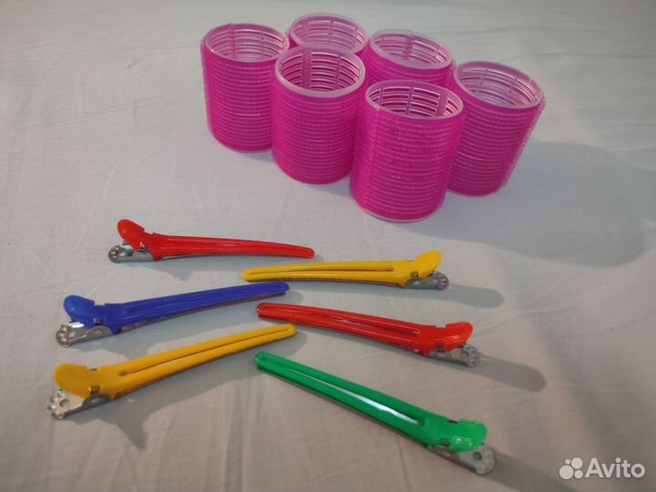 Бигуди липучки с зажимами, диаметр 5см, 6шт