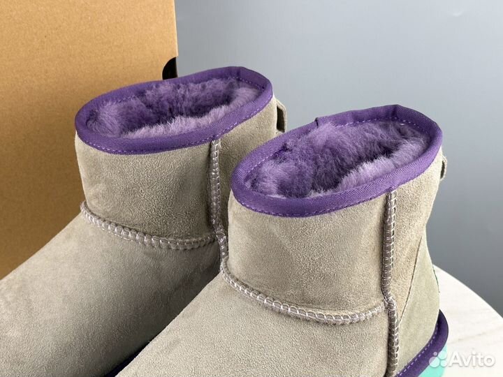 Угги UGG Classic Mini II Grey-Aqua женские