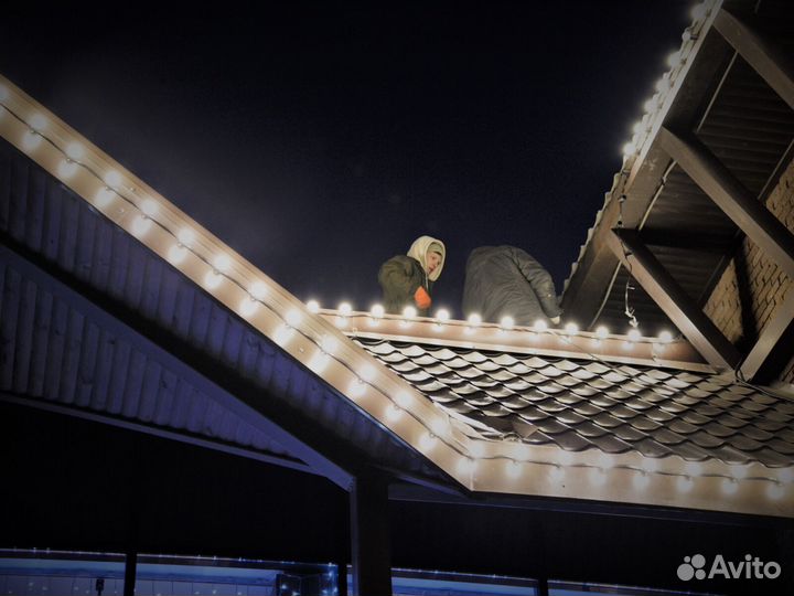 Монтаж уличных гирлянд