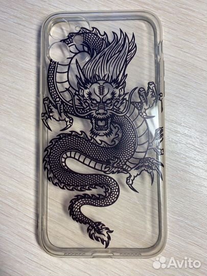 Чехол на iPhone 11 прозрачный с драконом
