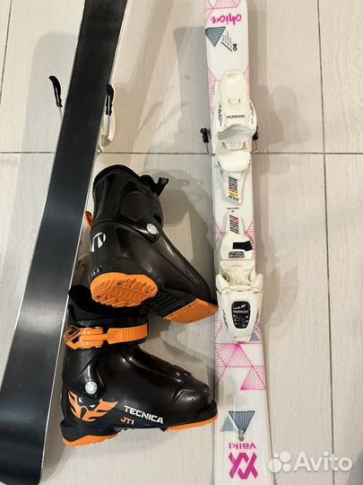 Горные лыжи (комплект лыжи 90см+ ботинки 19)