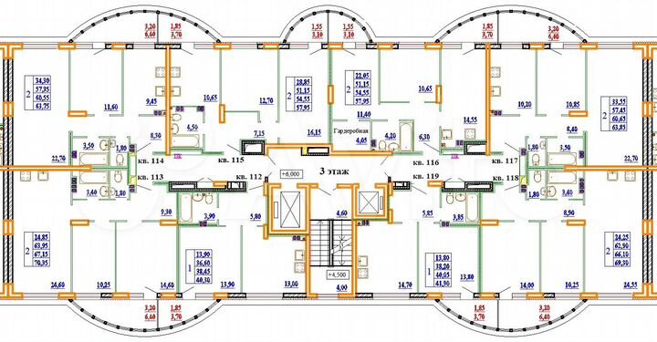 2-к. квартира, 63,8 м², 3/14 эт.