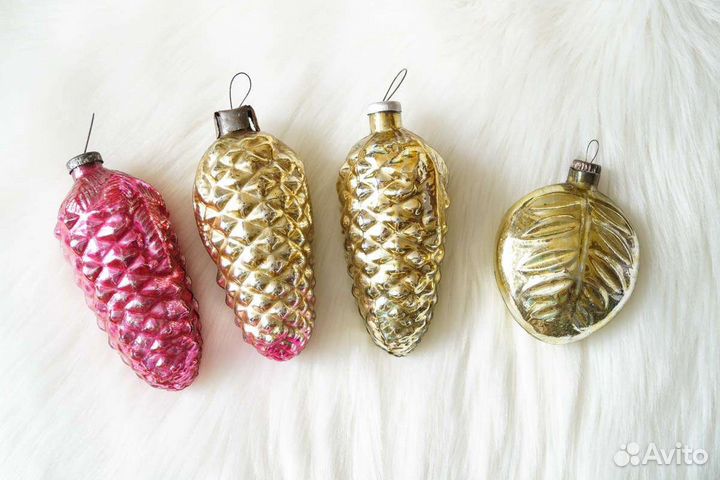 Кремлёвские елочные игрушки СССР (шишки, листик)
