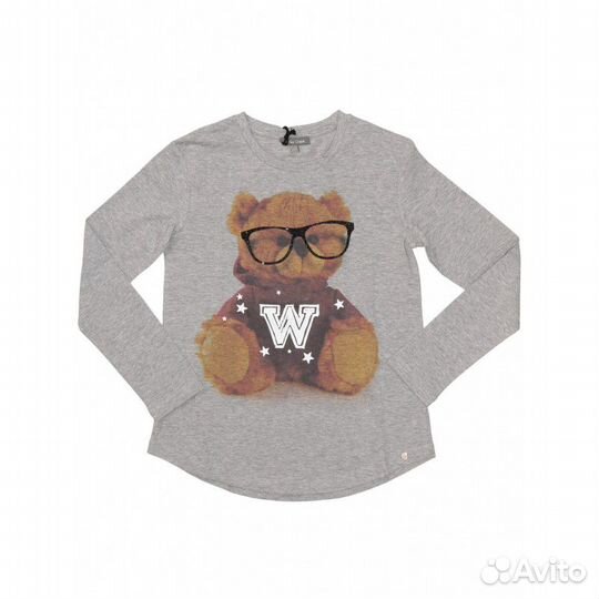 Miss Grant Лонгслив серый с мишкой в очках