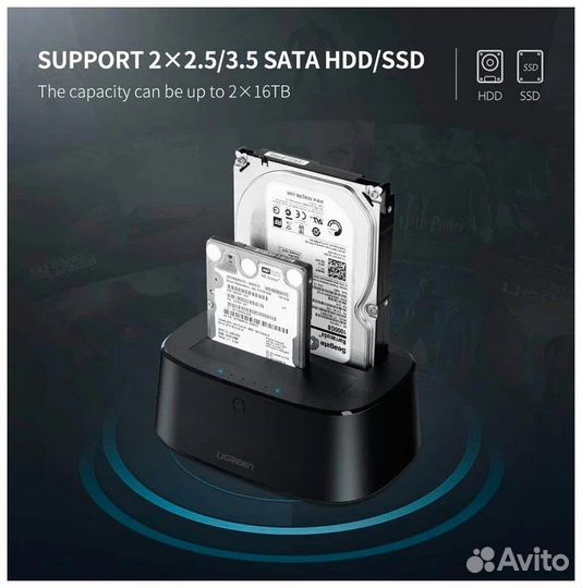 Док-станция для HDD/SSD ugreen CM198 USB 3.0 SATA