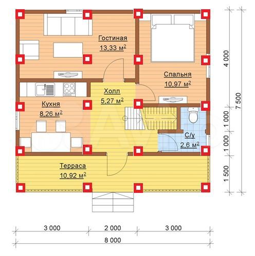 Коттедж 98 м² на участке 10 сот.