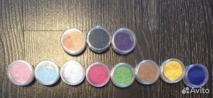 Блестки флок бульонки дизайн ногтей