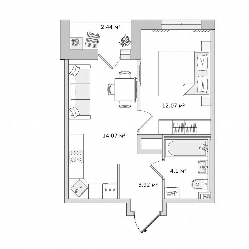 1-к. квартира, 36,6 м², 12/23 эт.