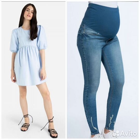 Вещи (джинсы, платье) для беременных 44
