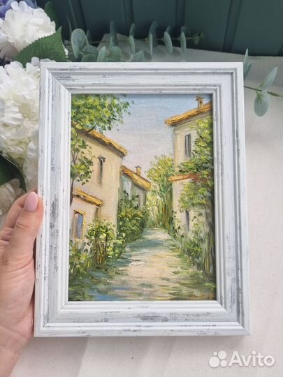 Картина маслом Прованс домики пейзаж улица