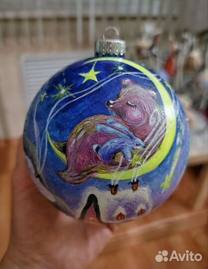 Ёлочный шар с ручной росписью 