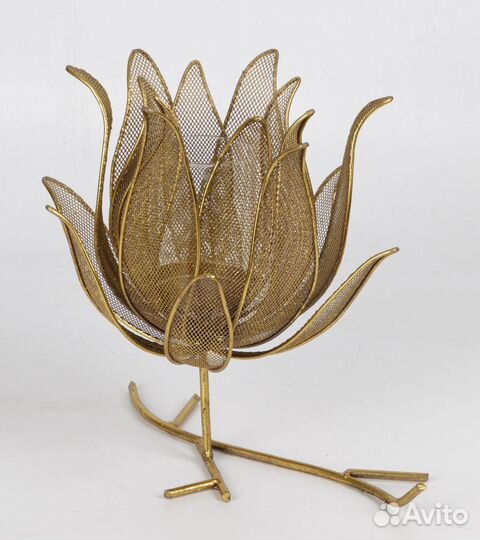 Подсвечник настольный металл темно-золотой Glasar