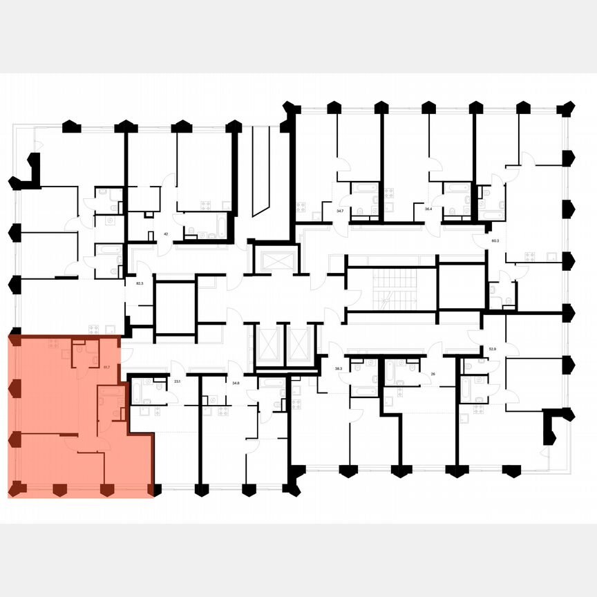 2-к. квартира, 61,7 м², 2/25 эт.