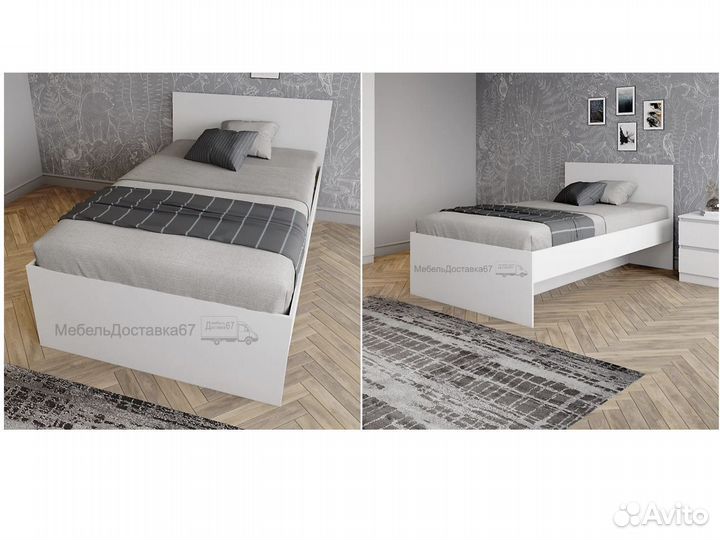 Кровать с матрасом 90 (120,140,160) белый (графит)