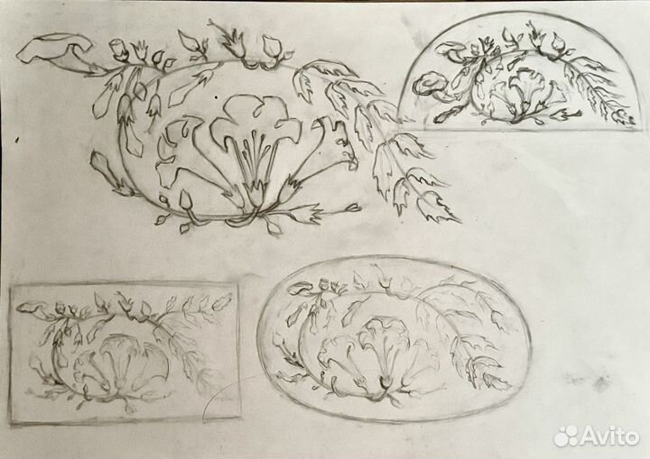 Цветочное пано с эскизами