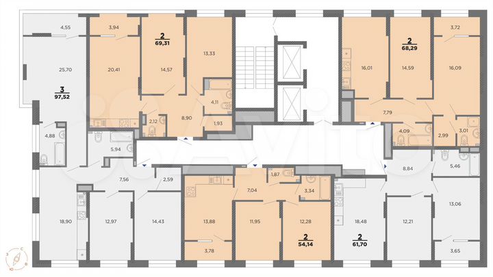 3-к. квартира, 97,5 м², 16/22 эт.