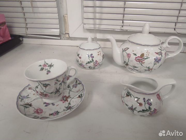 Чайный сервиз корал вьюнок. 15 предметов