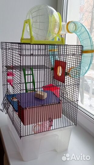 Клетка для хомяка большая + наполнители и прочее