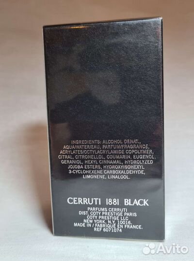 Туалетная вода Cerruti black pour homme 25ml