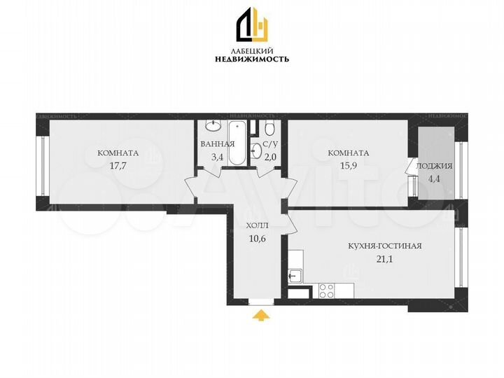 2-к. квартира, 70,7 м², 7/10 эт.