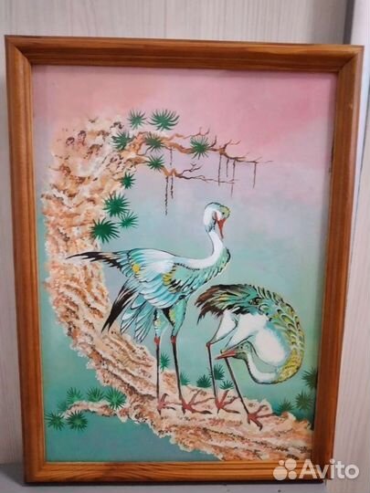 Картина в рамке,Журавли