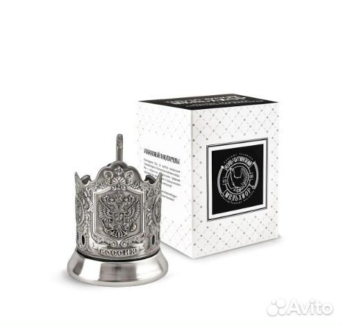 Подстаканник никелированный с чернением 