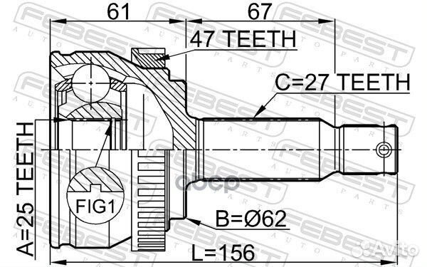 ШРУС наружный 25x62x27 (hyundai sonata NF 2005