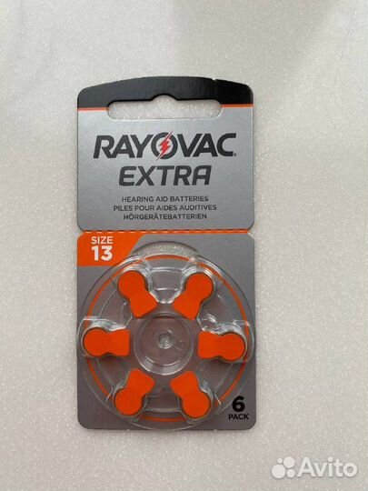 Батарейки для слуховых аппаратов 13 Rayovac Extra