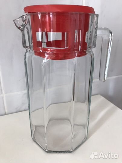 Кувшин графин с крышкой стекло