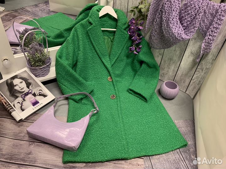 Пальто ярко зеленое Teddy новое