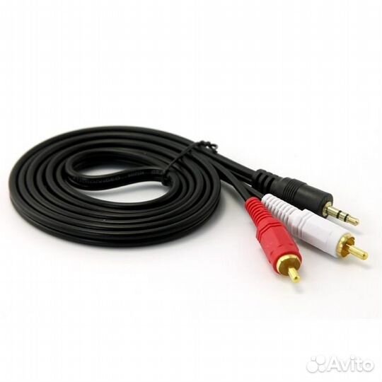 Кабель Aux 3.5мм jack на тюльпан AV 2 RCA, 1.5 мет