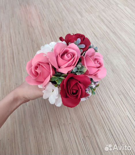 Композиция/букет из мыльных цветов в форме сердца