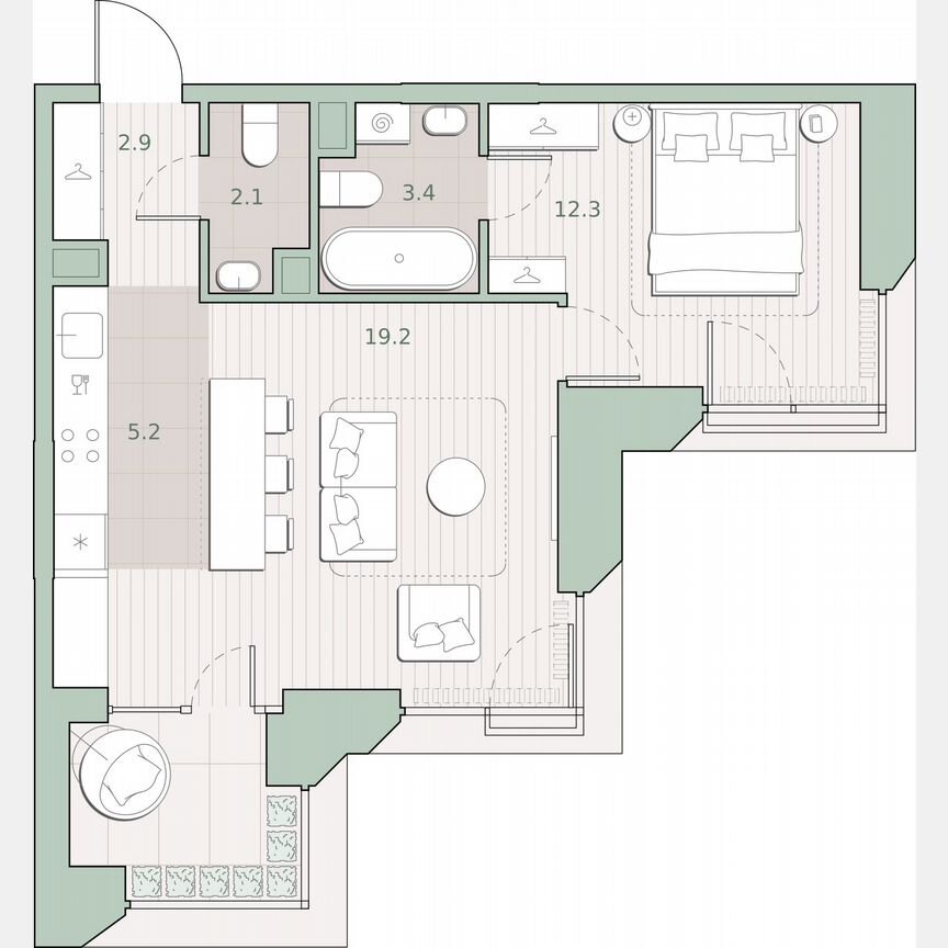 1-к. квартира, 47,4 м², 10/13 эт.