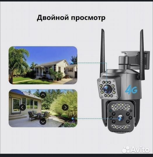 4g сим.поворотная уличная камера с двойным