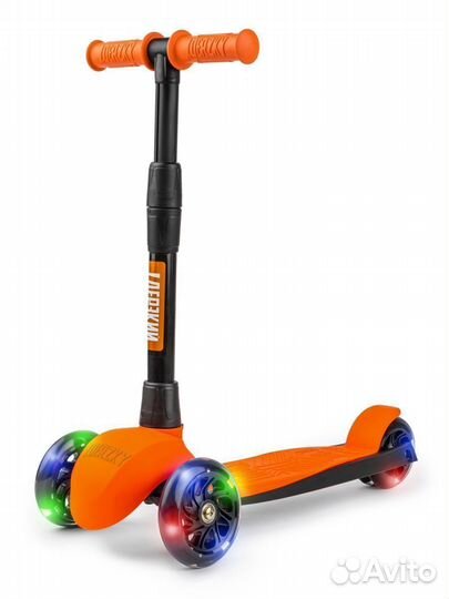 Самокат детский boss (светящиеся колеса) оранжевый