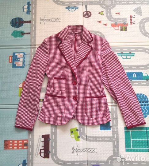 Пиджак olsen клетка красно-белая 44-46