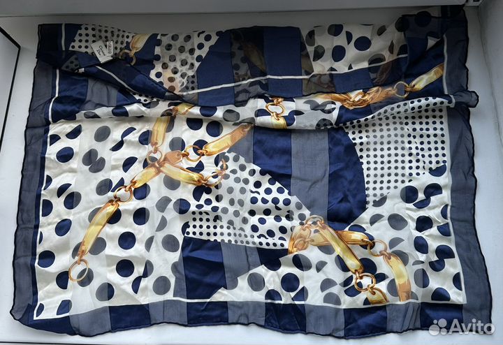 Christian Dior шелковый платок винтаж синий