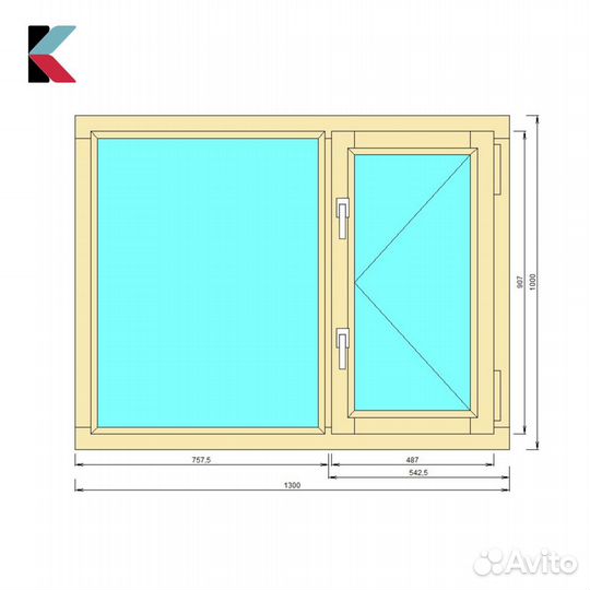 Деревянное окно 1300х1000