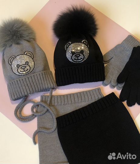 Шапка с мишкой Catya