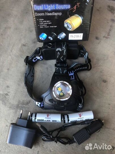 Фонарь налобный желтый тёплый свет