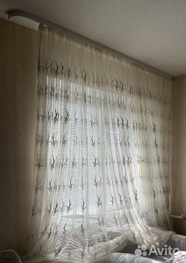 Тюль новая бежевая