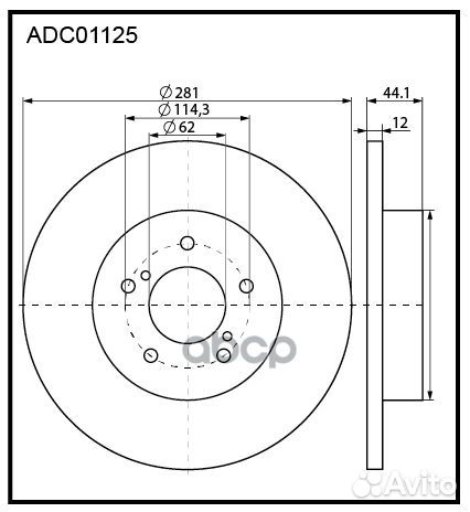 Диск тормозной зад ADC01125 allied nippon