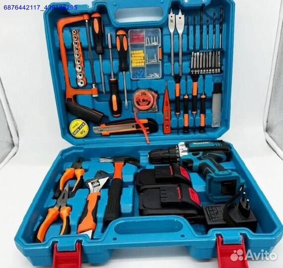 Шуруповерт с набором инструментов