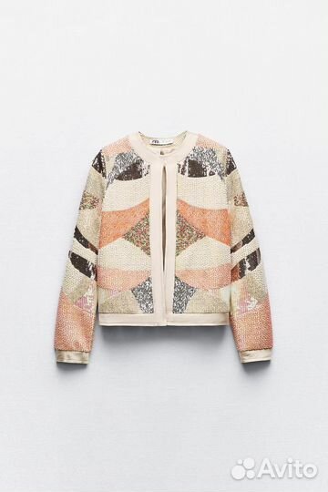 Бомбер куртка Zara с бисером оригинал