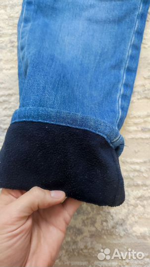 Джинсы утеплённые на флисе зимние 146