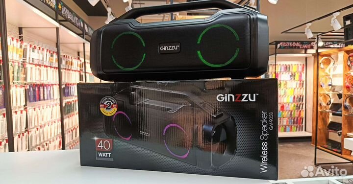 Мощная Bluetooth колонка бумбокс 40w ginzzu