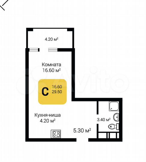 Квартира-студия, 31,6 м², 13/15 эт.