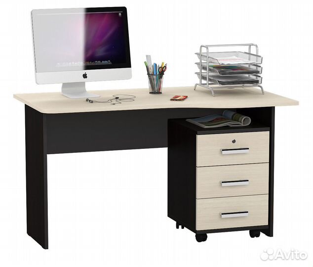 Письменный стол мд 1.04Т с подкатной тумбой цвет в