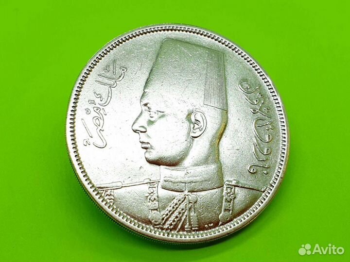 10 пиастров 1937 г Египет Серебро Фарук I. 833 пр