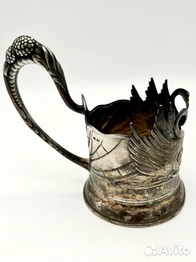 Подстаканник Лебеди серебро 875 проба вес 130 г